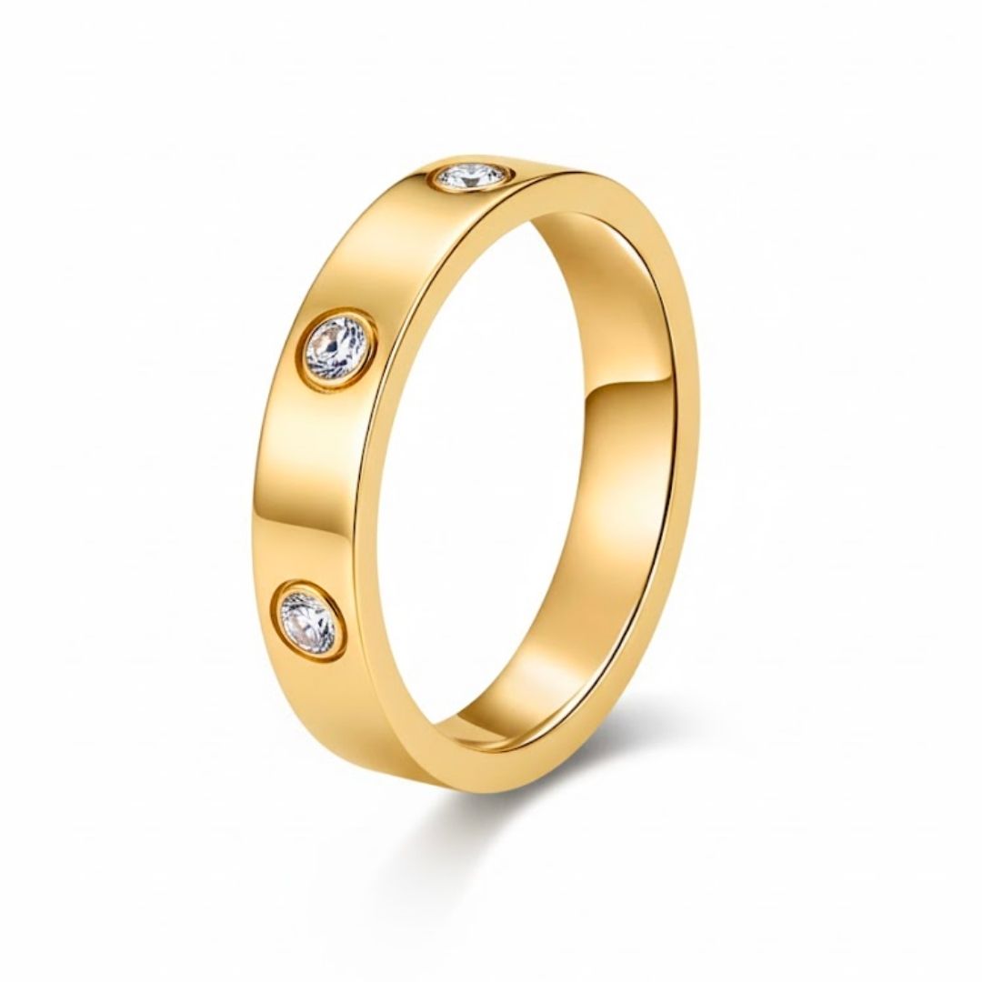 Edelstahl 6 Zirkoniasteine Damenring