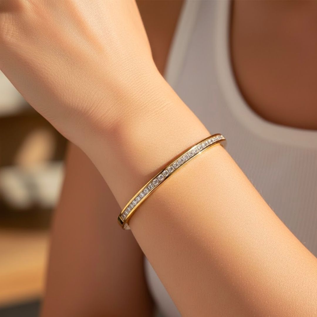 Edelstahl Vollzirkonia Damenarmreif