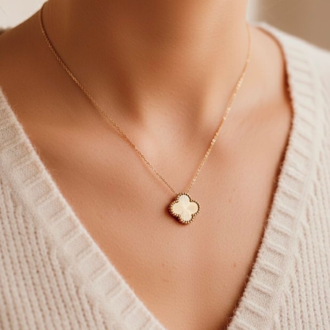 Edelstahl Blumenmedaillon Damenkette