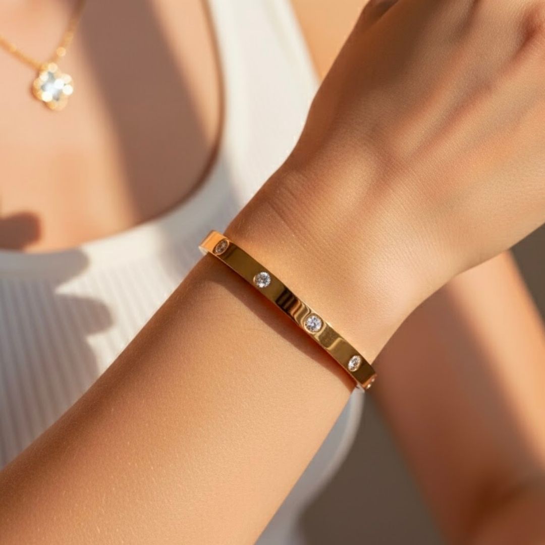 Edelstahl Rundzirkonia Damenarmreif