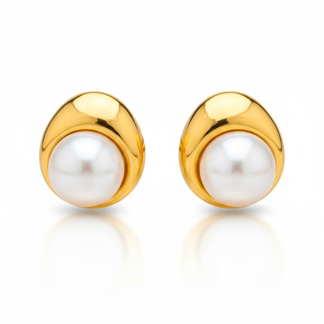 Edelstahl Süßwasserperlen Statement-Ohrstecker