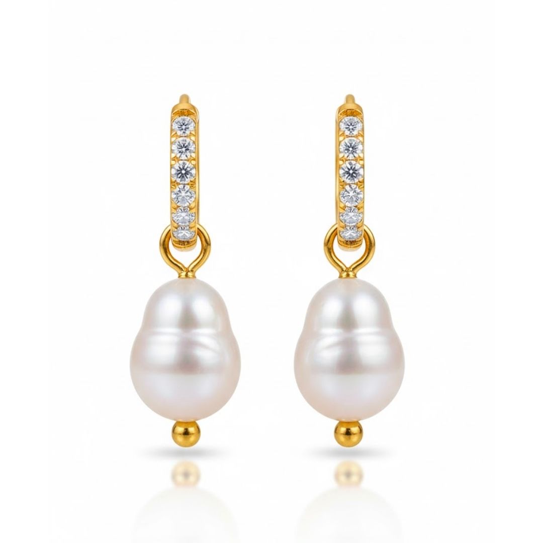 Edelstahl Zirkonia & Süßwasserperlen Creolen