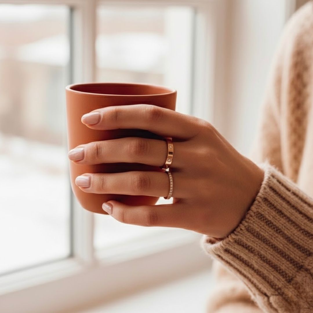 Edelstahl 6 Zirkoniasteine Damenring