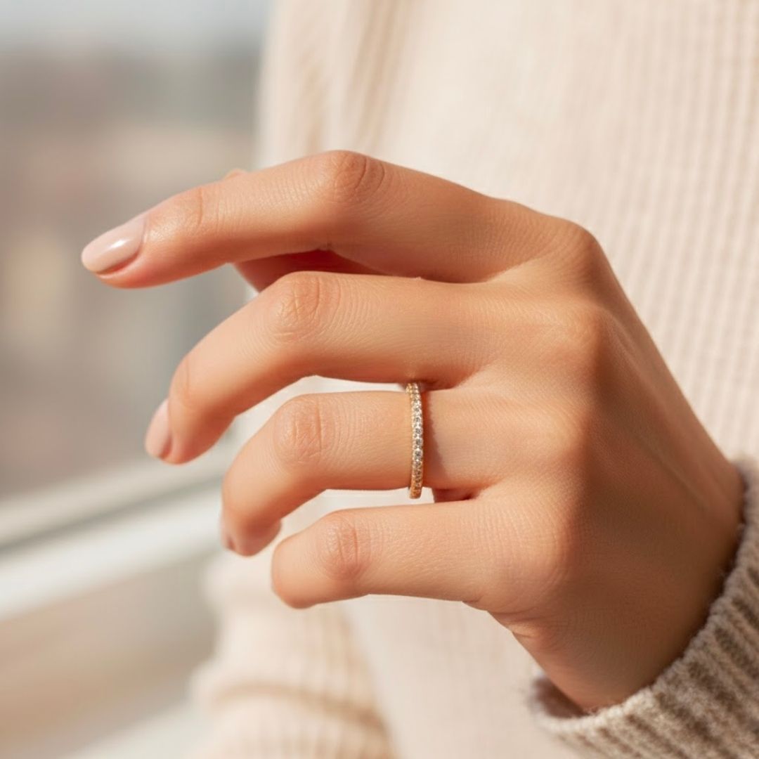 Silber Zirkonia Halbbesatz Damenring