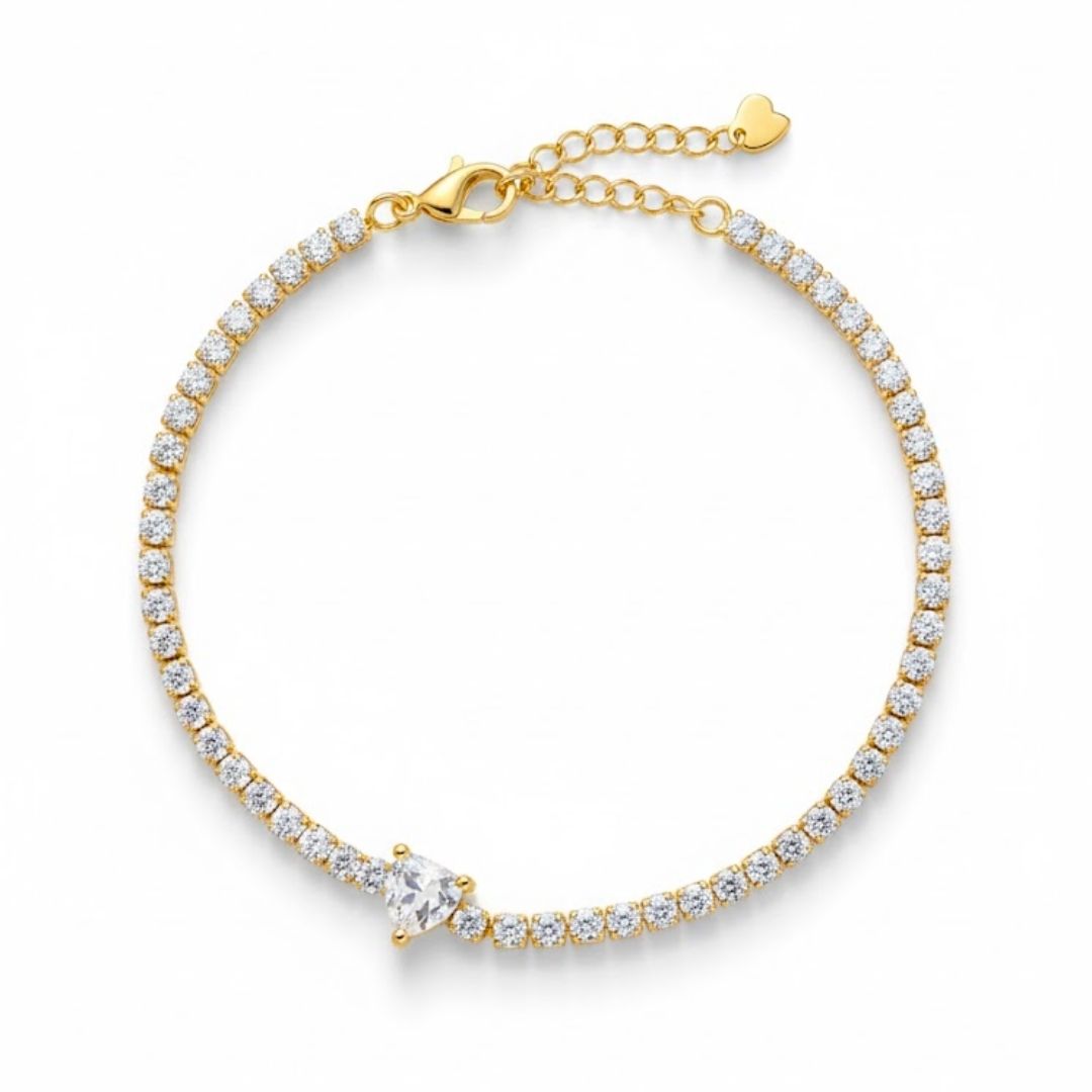 Edelstahl Herz Zirkonia Damenarmband