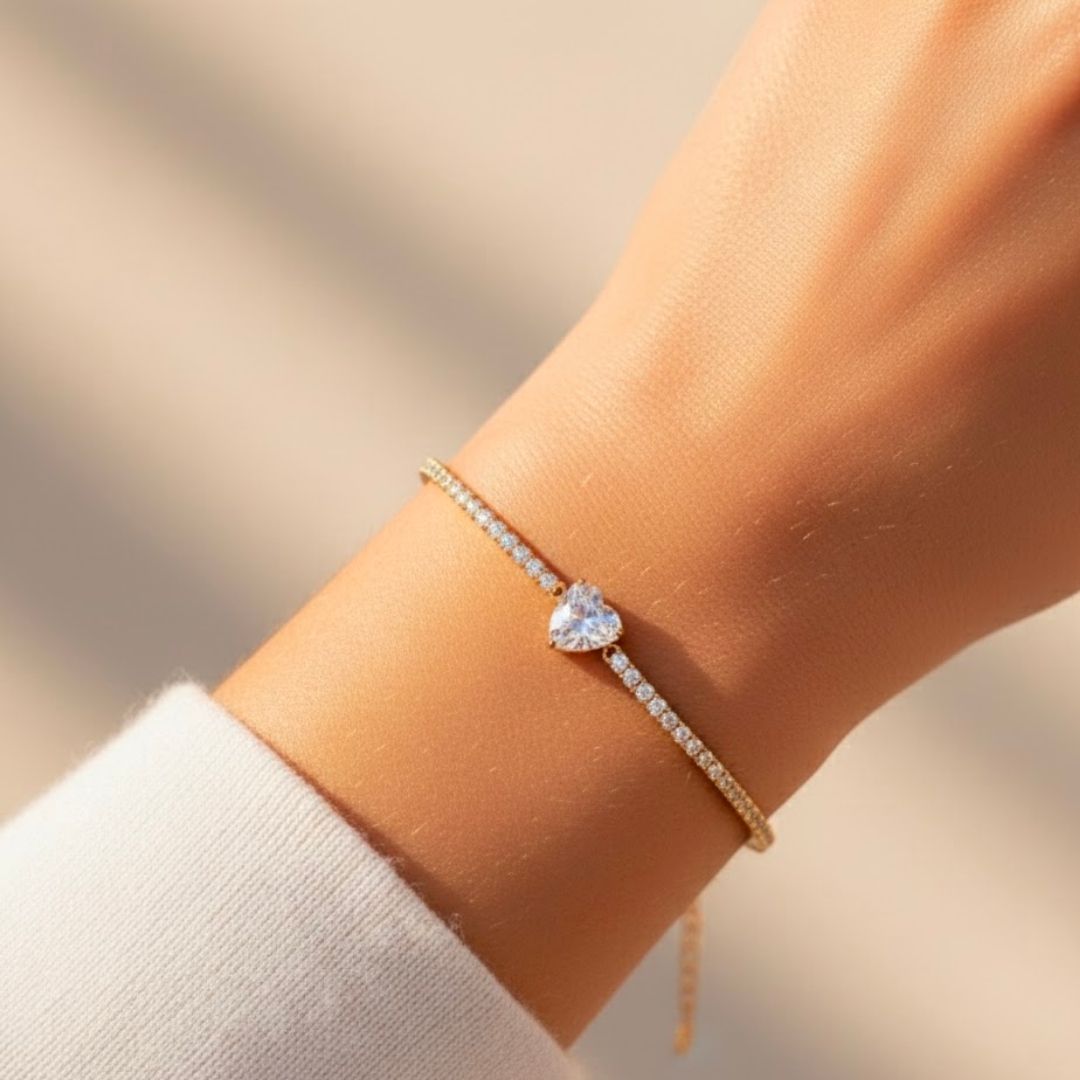 Edelstahl Herz Zirkonia Damenarmband