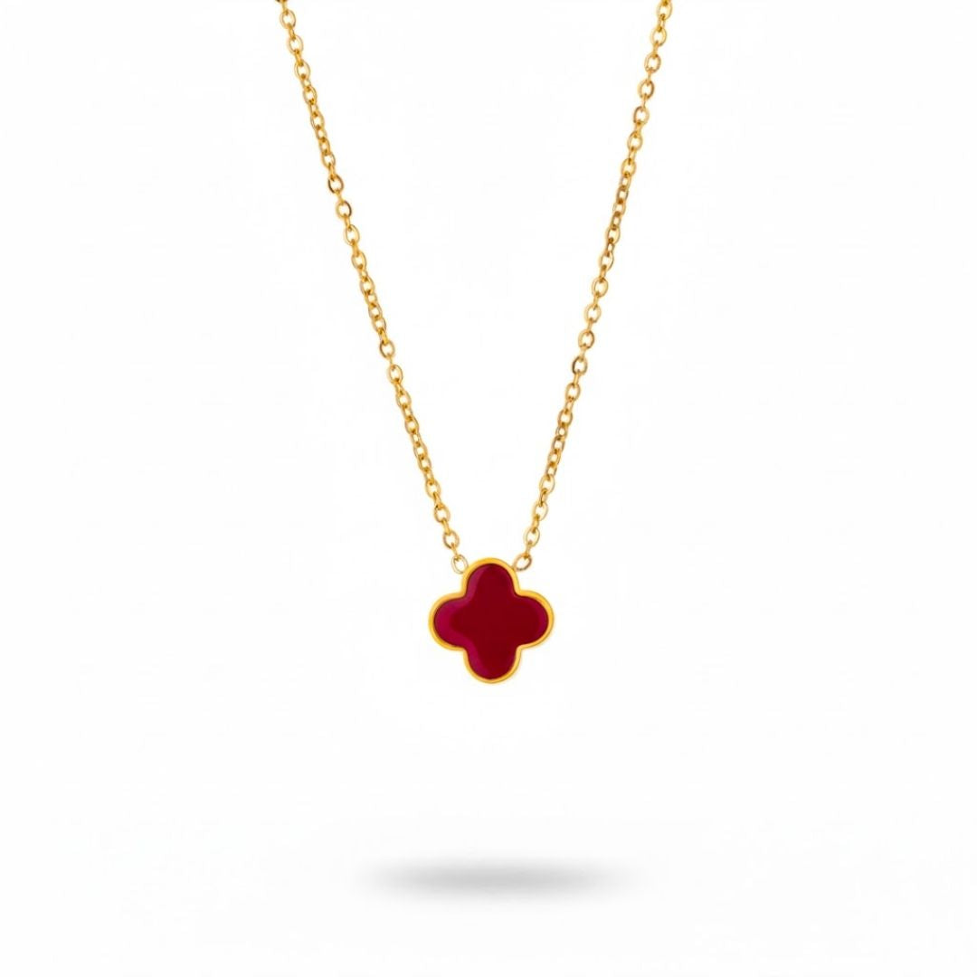 Edelstahl Clover Kette in Schwarz