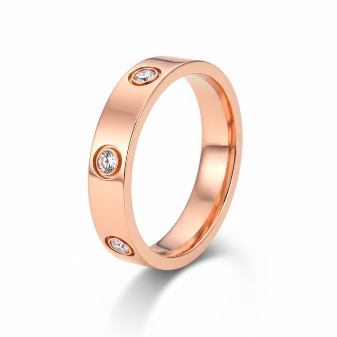 Edelstahl 6 Zirkoniasteine Damenring