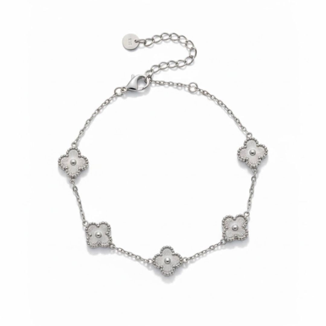 Edelstahl Silbernes Kleeblatt Damenarmband