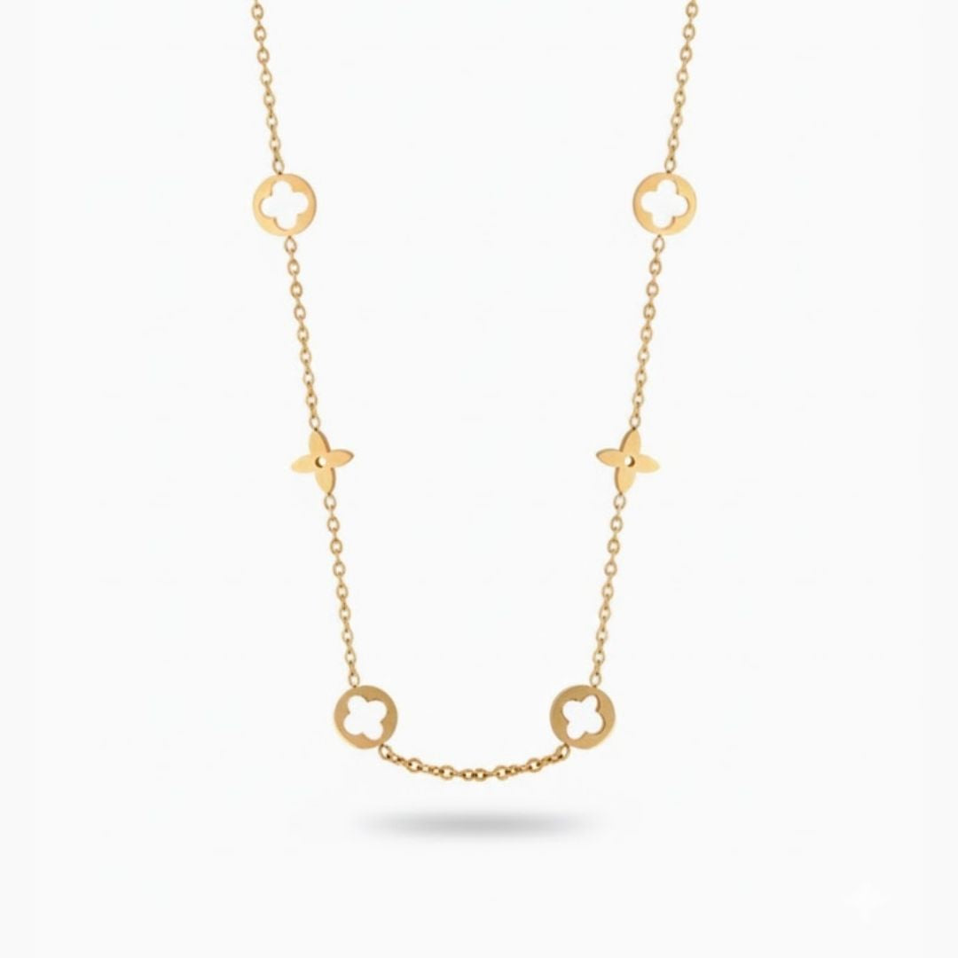 Edelstahl Offene Kleeblatt Damenkette