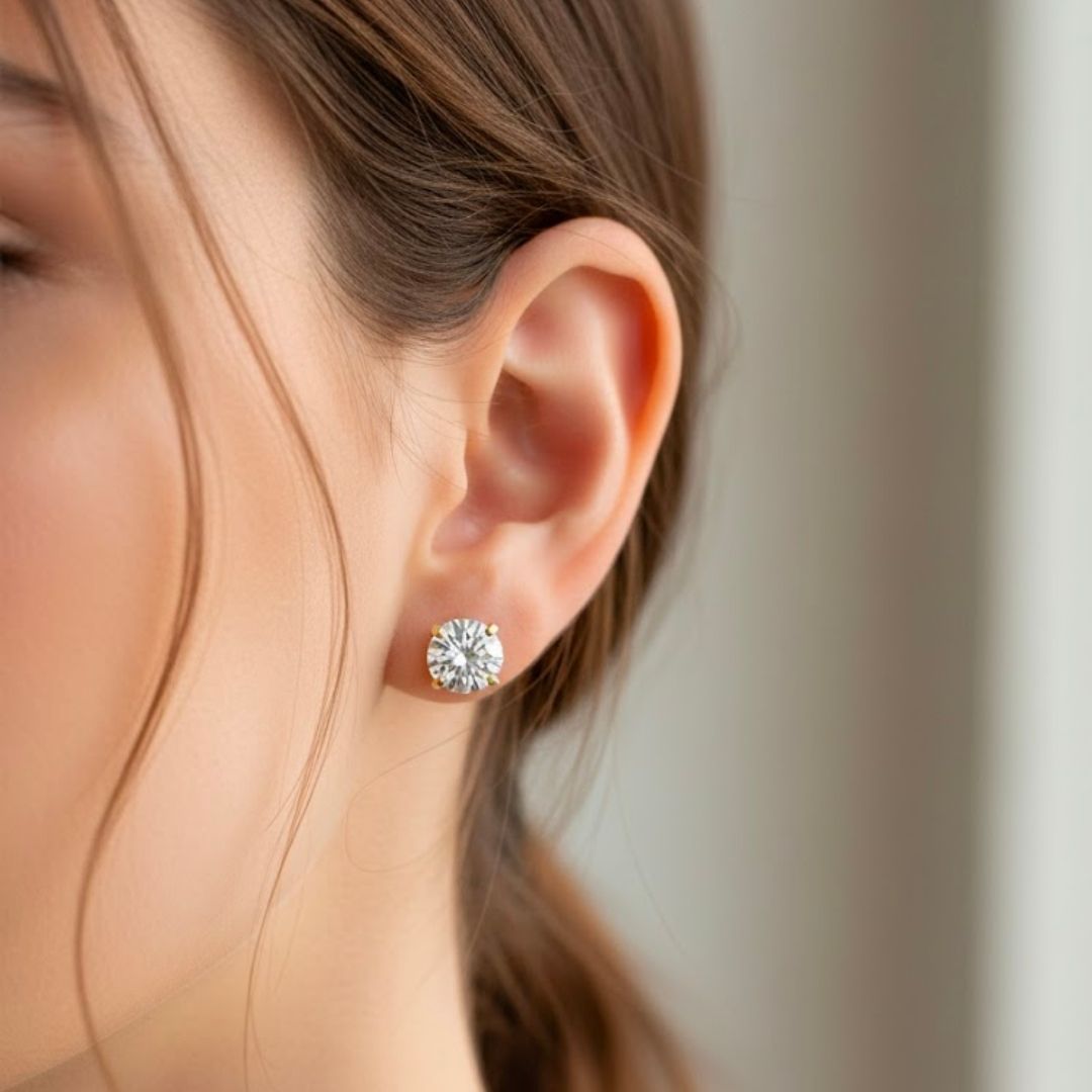 Edelstahl Zirkonia Steckerohrring (Paar)