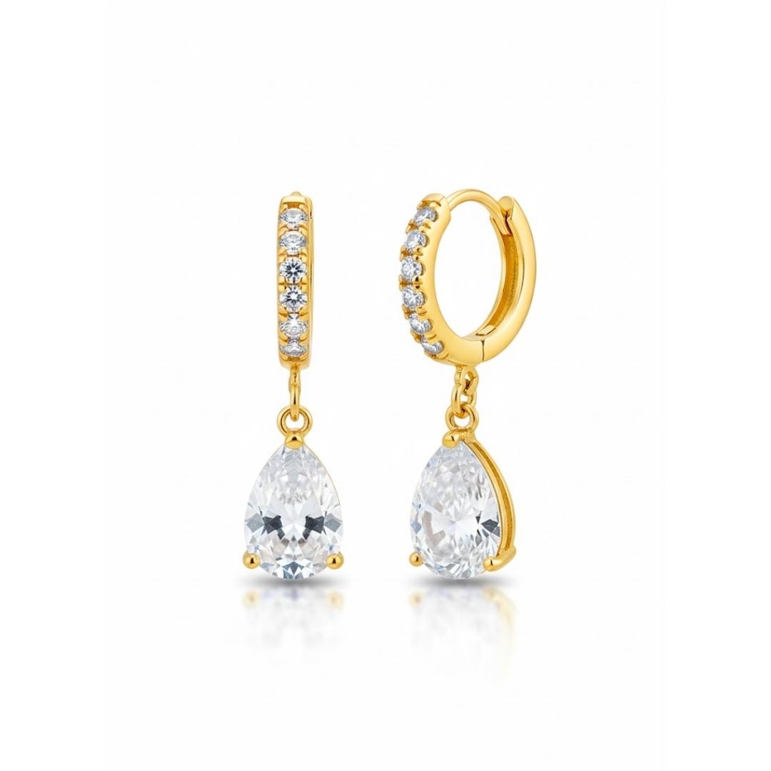 Edelstahl Tropfen Zirkonia Creolen