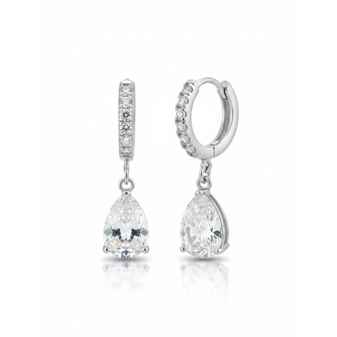 Edelstahl Tropfen Zirkonia Creolen