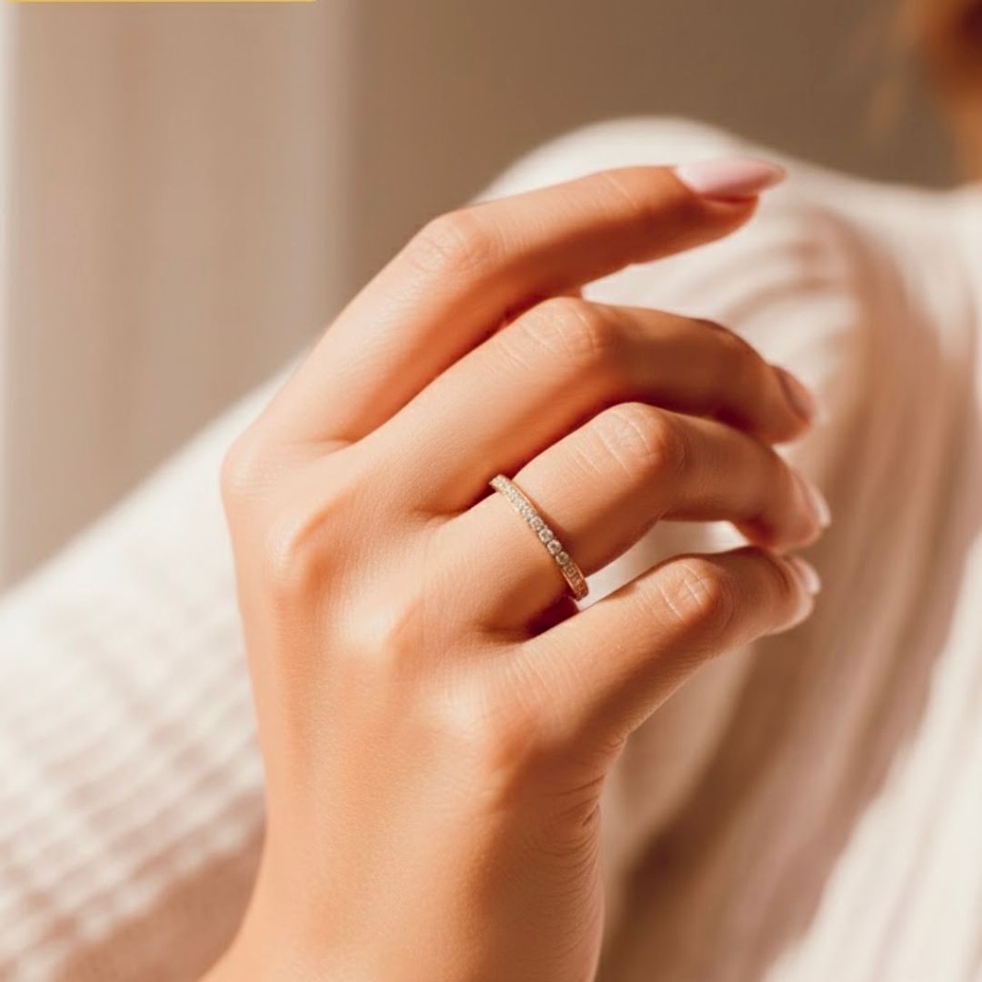 Edelstahl Halbzirkonia Damenring