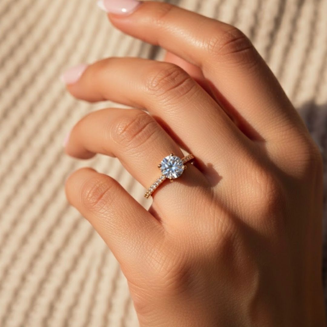 Edelstahl Vierkrappen Zirkonia Damenring