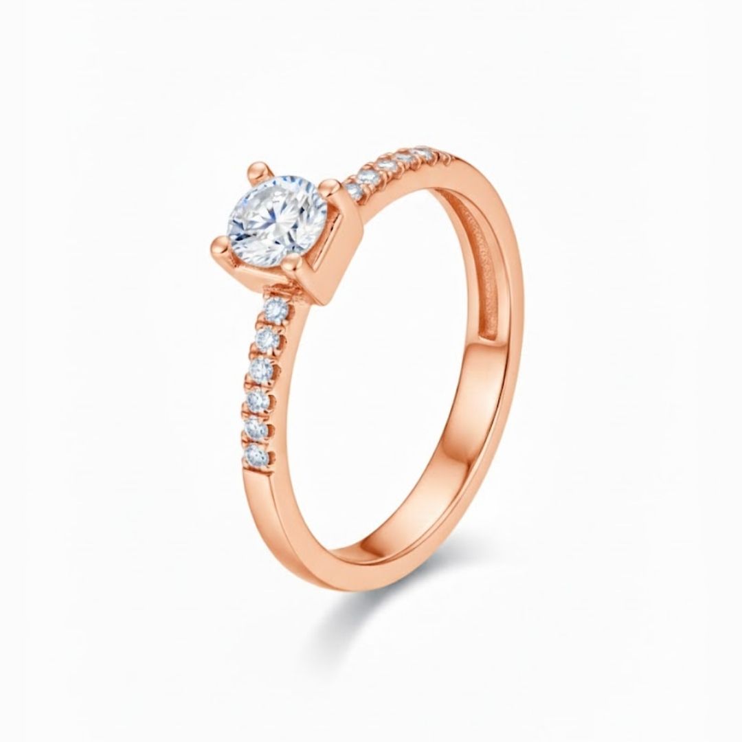 Edelstahl Vierkrappen Zirkonia Damenring