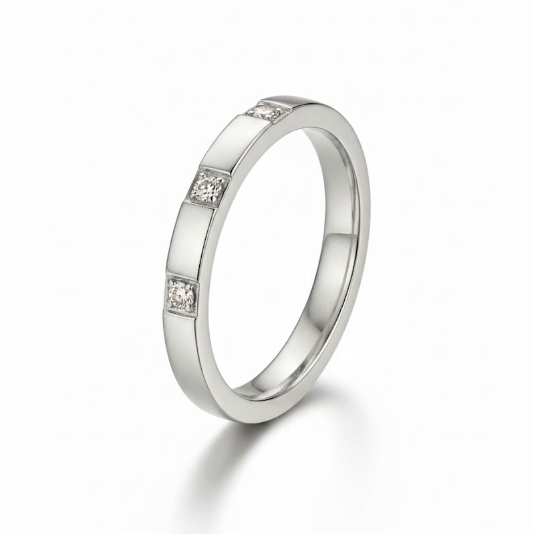 Edelstahl Dreifach Zirkonia Damenring