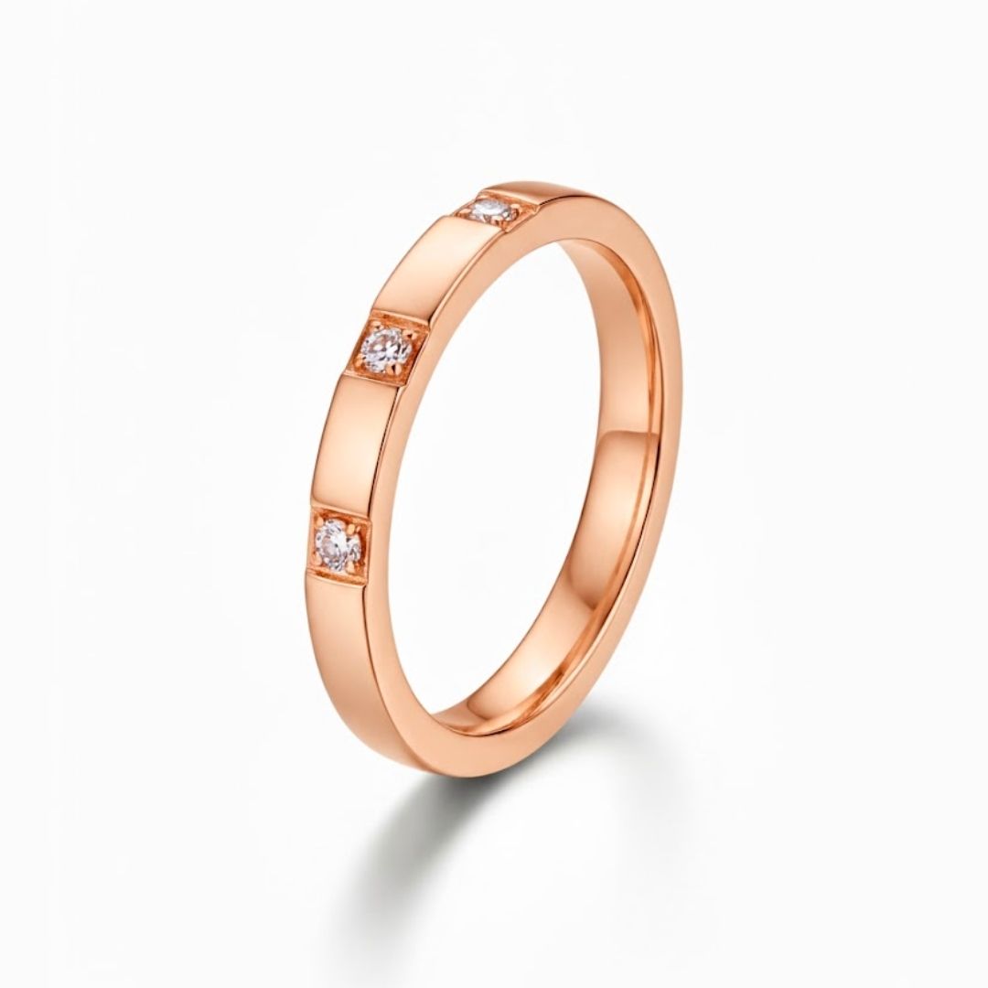 Edelstahl Dreifach Zirkonia Damenring