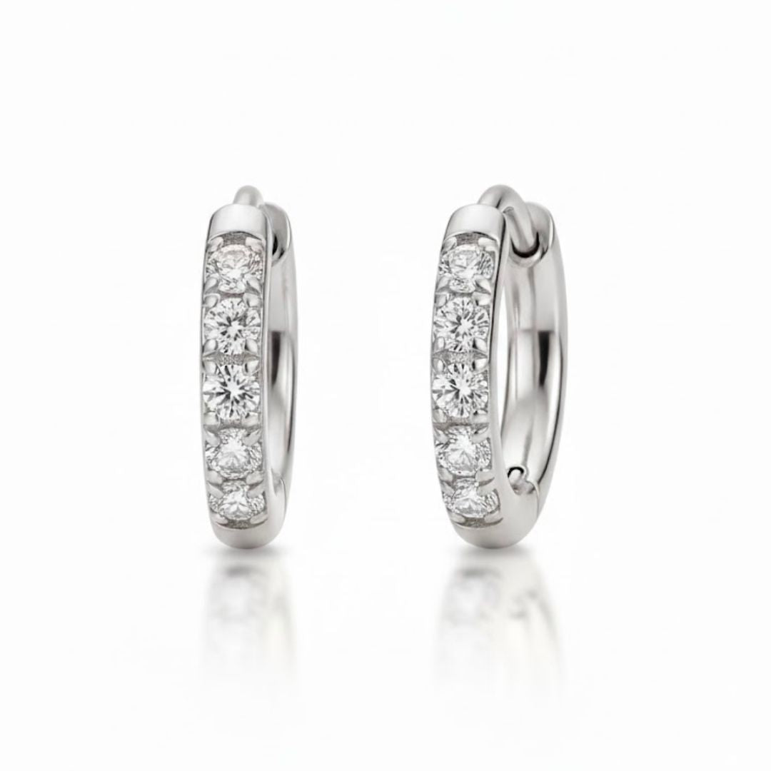 Edelstahl Halbzirkonia Mini Creolen