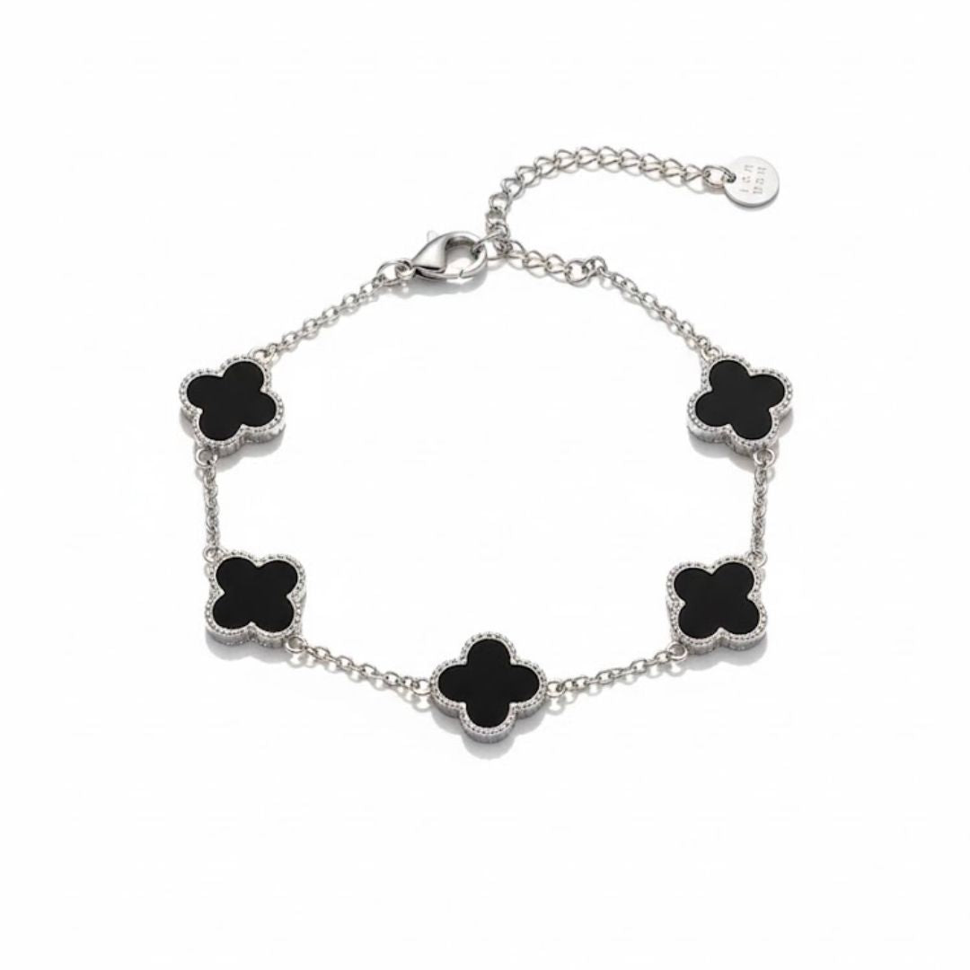 Edelstahl Clover Damenarmband in Schwarz