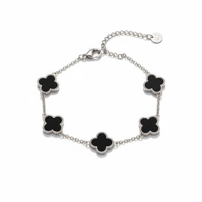 Edelstahl Clover Damenarmband in Schwarz