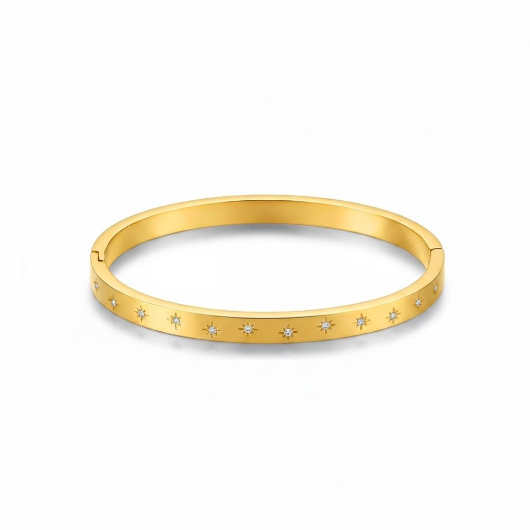 Edelstahl Sternzirkonia Damenarmreif