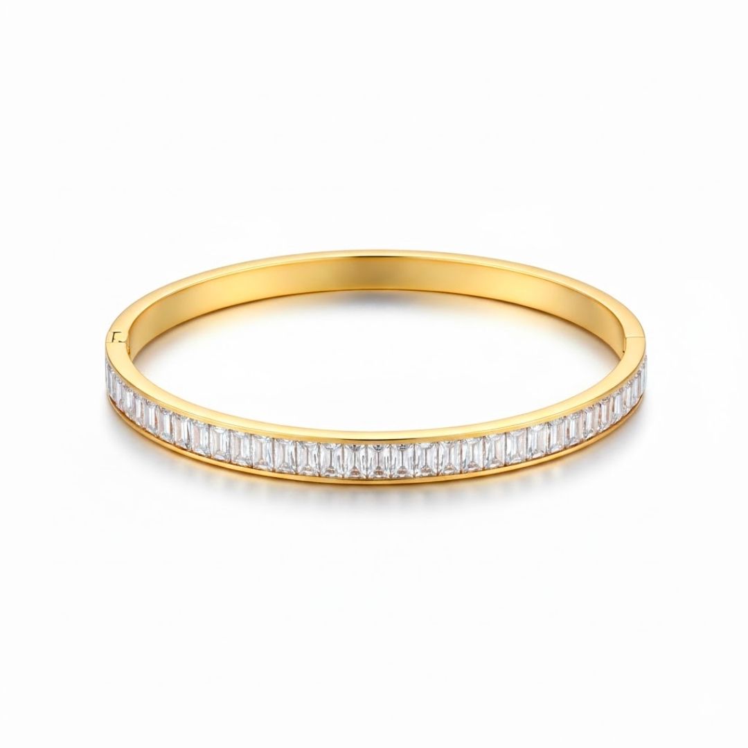 Edelstahl Klare Baguette Zirkonia Damenarmreif