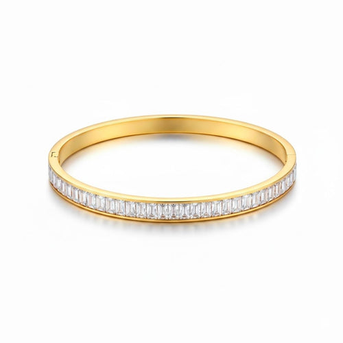 Edelstahl Klare Baguette Zirkonia Damenarmreif