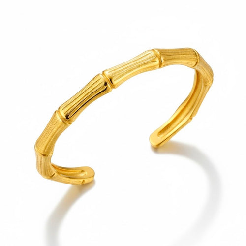 Edelstahl Offener Bambus Damenarmreif