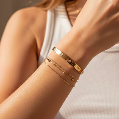 Edelstahl Quadrat-Zirkonia Damenarmreif