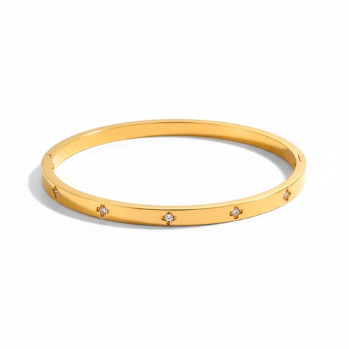 Edelstahl Punktzirkonia Damenarmreif