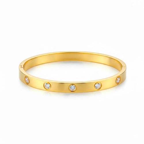 Edelstahl Rundzirkonia Damenarmreif