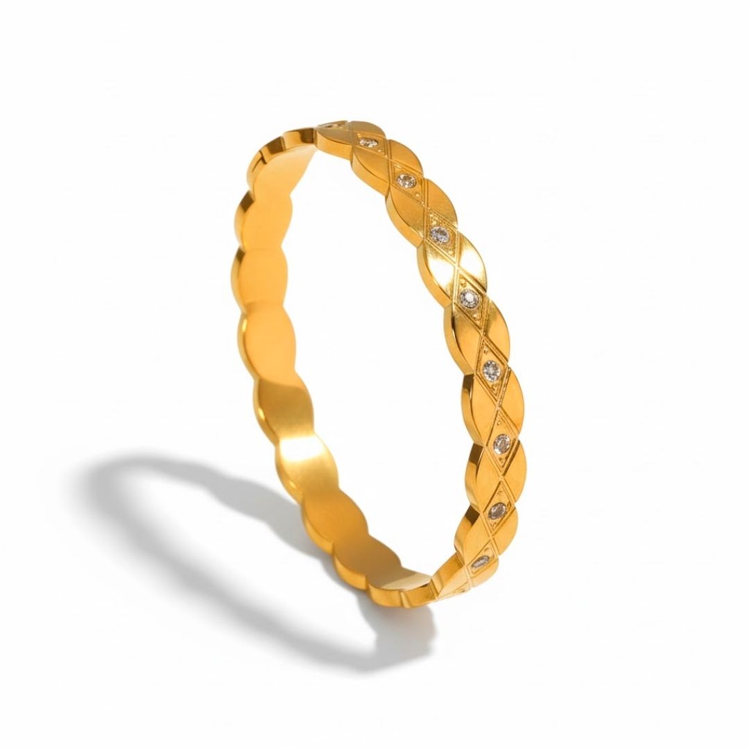 Edelstahl Geflochtene Zirkonia Damenarmreif