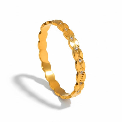 Edelstahl Geflochtene Zirkonia Damenarmreif