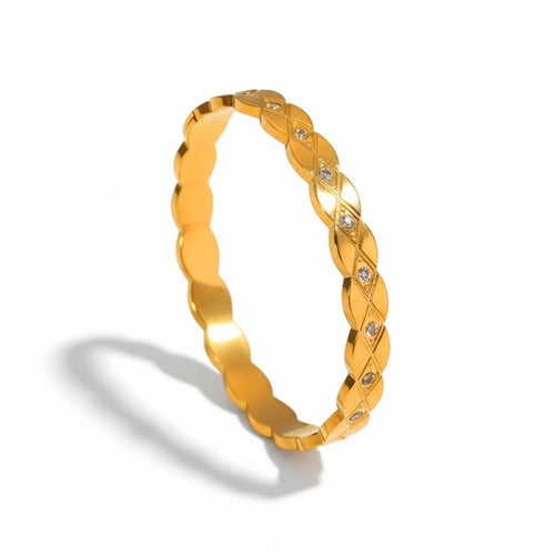 Edelstahl Geflochtene Zirkonia Damenarmreif