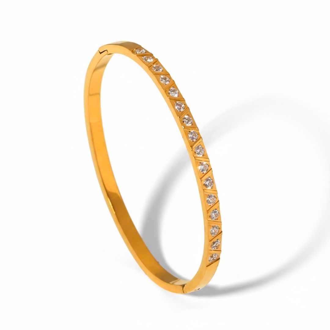 Edelstahl Diagonal-Zirkonia Damenarmreif