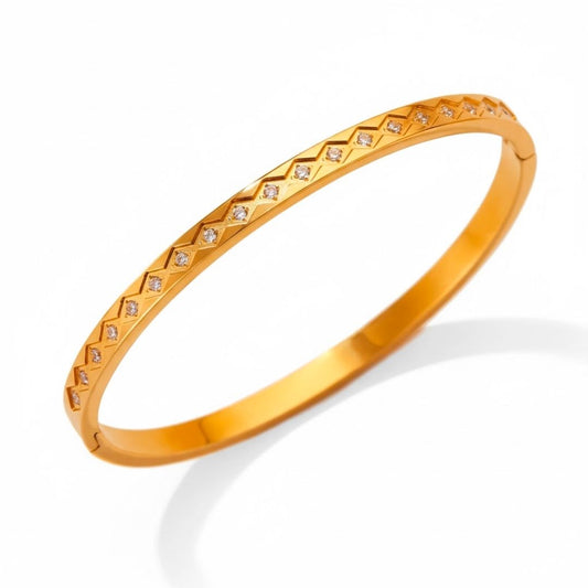 Edelstahl Diagonal-Zirkonia Damenarmreif