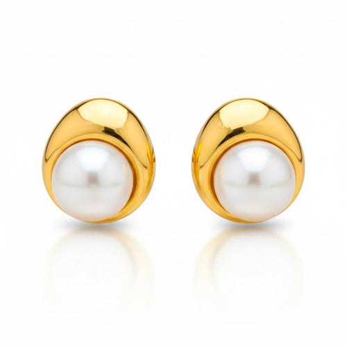 Edelstahl Süßwasserperlen Statement-Ohrstecker