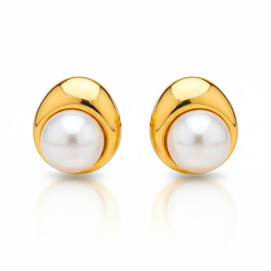 Edelstahl Süßwasserperlen Statement-Ohrstecker