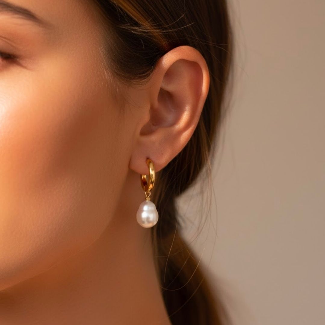 Edelstahl Süßwasserperlen Drop-Creolen