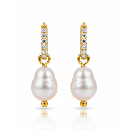 Edelstahl Zirkonia & Süßwasserperlen Creolen