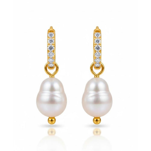 Edelstahl Zirkonia & Süßwasserperlen Creolen