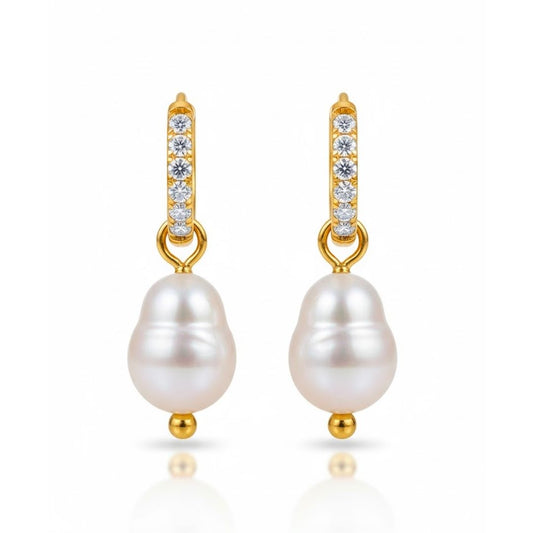 Edelstahl Zirkonia & Süßwasserperlen Creolen