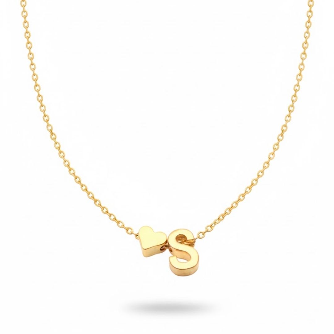 Edelstahl Herz Buchstabe Damenkette (A–Z)