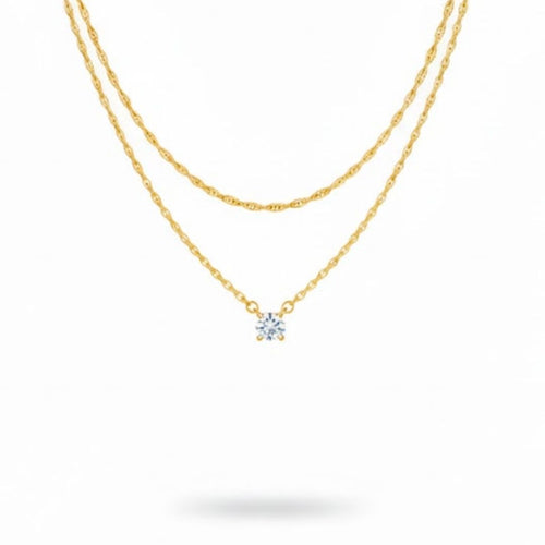 Edelstahl Doppelstrang Zirkonia Damenkette