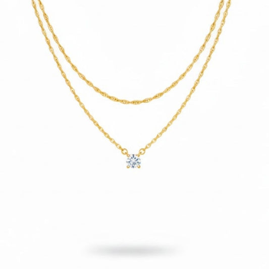 Edelstahl Doppelstrang Zirkonia Damenkette