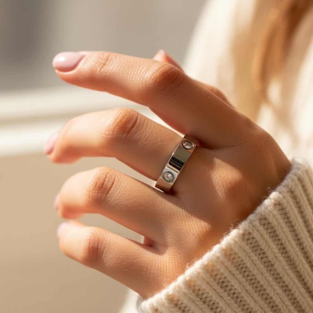 Edelstahl 6 Zirkoniasteine Damenring