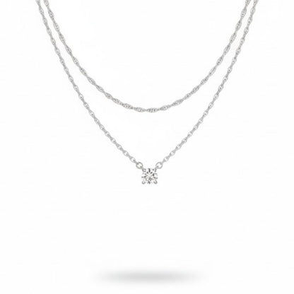 Edelstahl Doppelstrang Zirkonia Damenkette