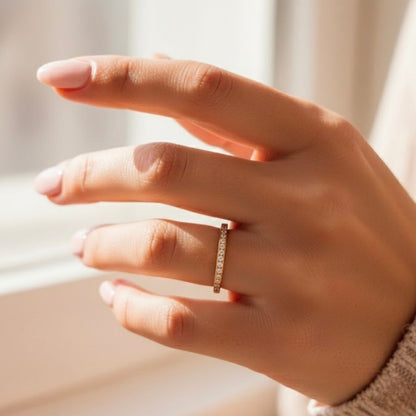 Edelstahl Dünner Vollzirkonia Damenring