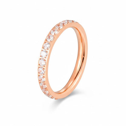 Edelstahl Dünner Vollzirkonia Damenring